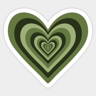 Olive Green Expanding Hearts Sticker